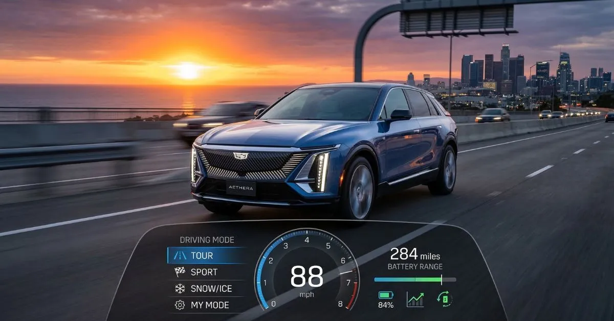 Do the driving modes in Cadillac lyriq offer different ranges or battery usages?