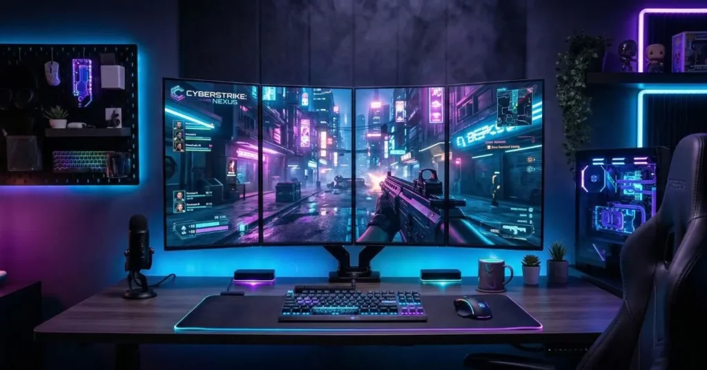 Quad monitor setup for gamers